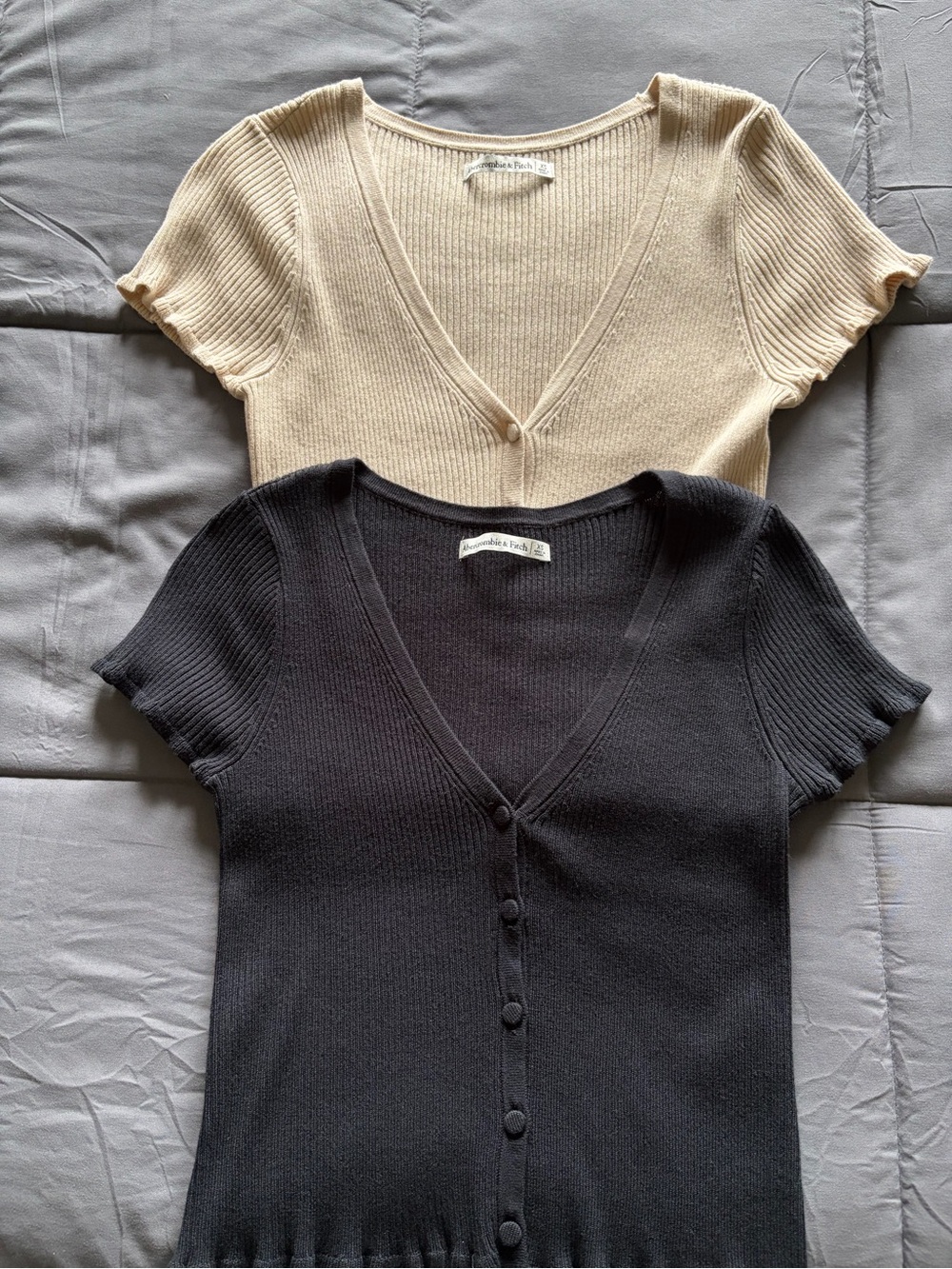 Abercrombie & Fitch Ribbed Cardigan Set in Black & Cream Size XS